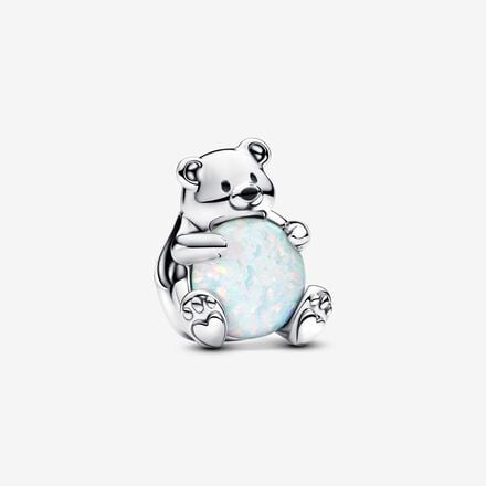 793589C01 Polar bear blue, red and black enamel silver charm
Polar bear sterling silver 
charm with white lab-created
opal and black enamel
