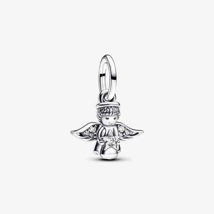 Angel sterling silver dangle 
with clear cubic zirconia