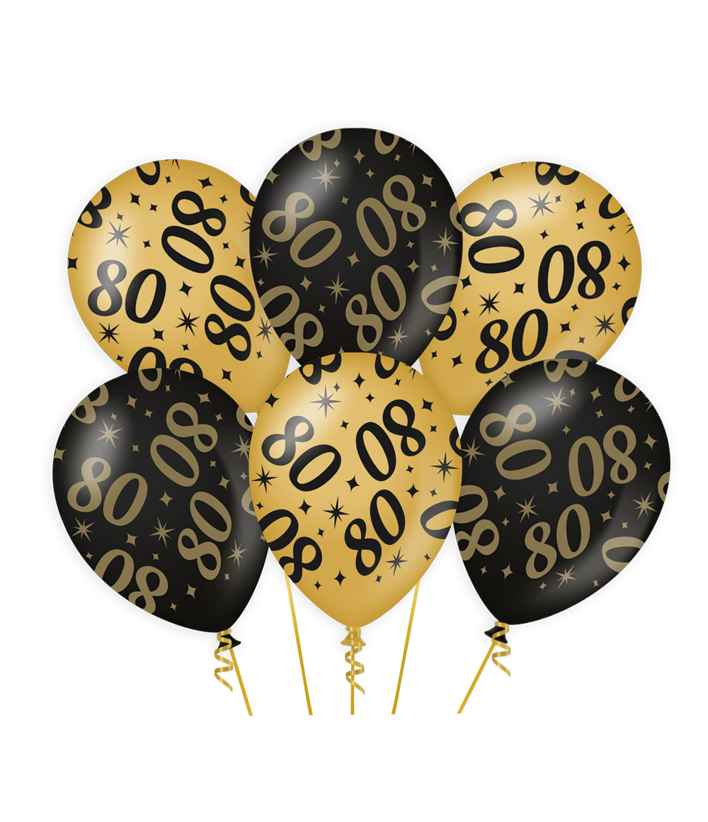 Deze goud/zwarte ballon met 80 is gemaakt van natuurlijk latex en door het unieke kleurgebruik zijn deze luxe ballonnen een echte eyecatcher. De Classy party balloons zijn 30 bij 30 centimeter en ze zijn te bestellen per 6.
