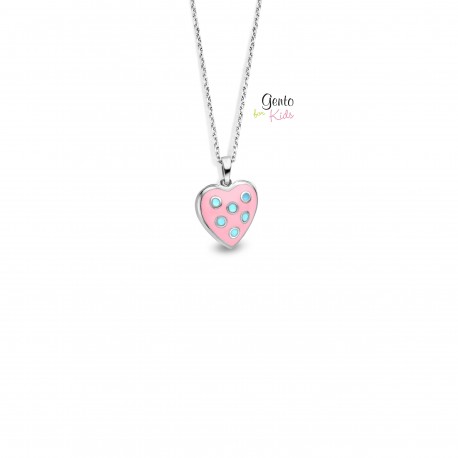Zilveren ketting met hartjes hanger in zilver gento kids