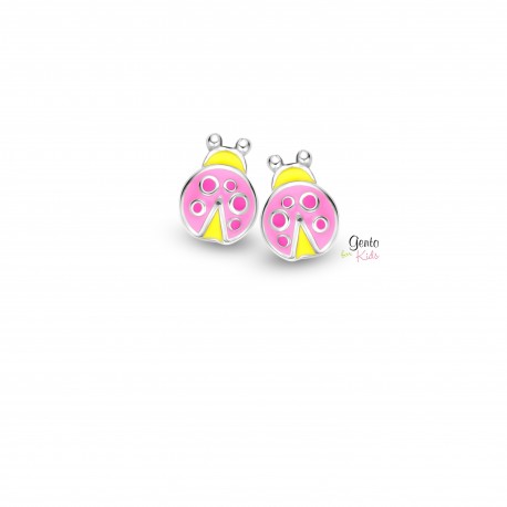gento kids oorbellen zilver lieveheersbeestjes