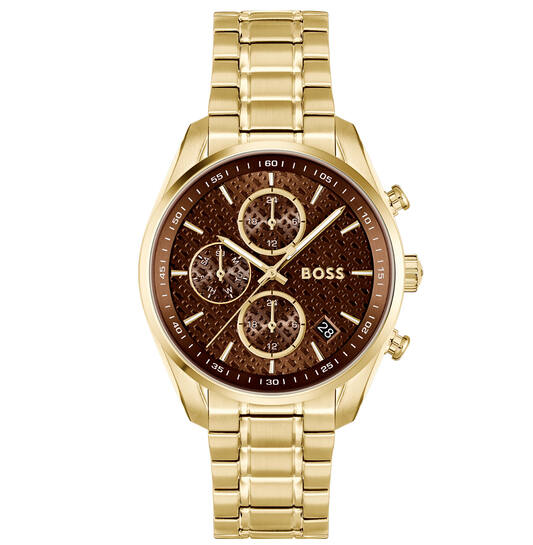 goudkleur boss dames horloge bruine wijzerplaat 1502770