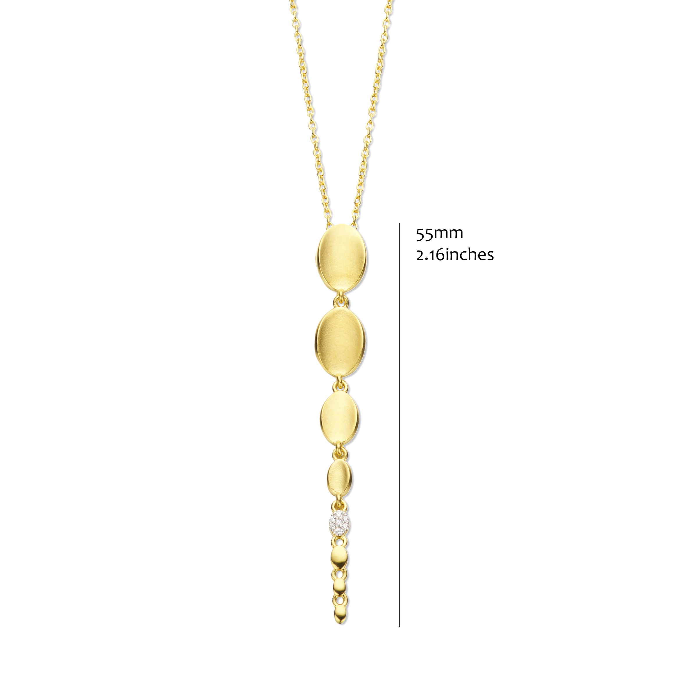 Gold plated zilver hanger met ketting silver rose