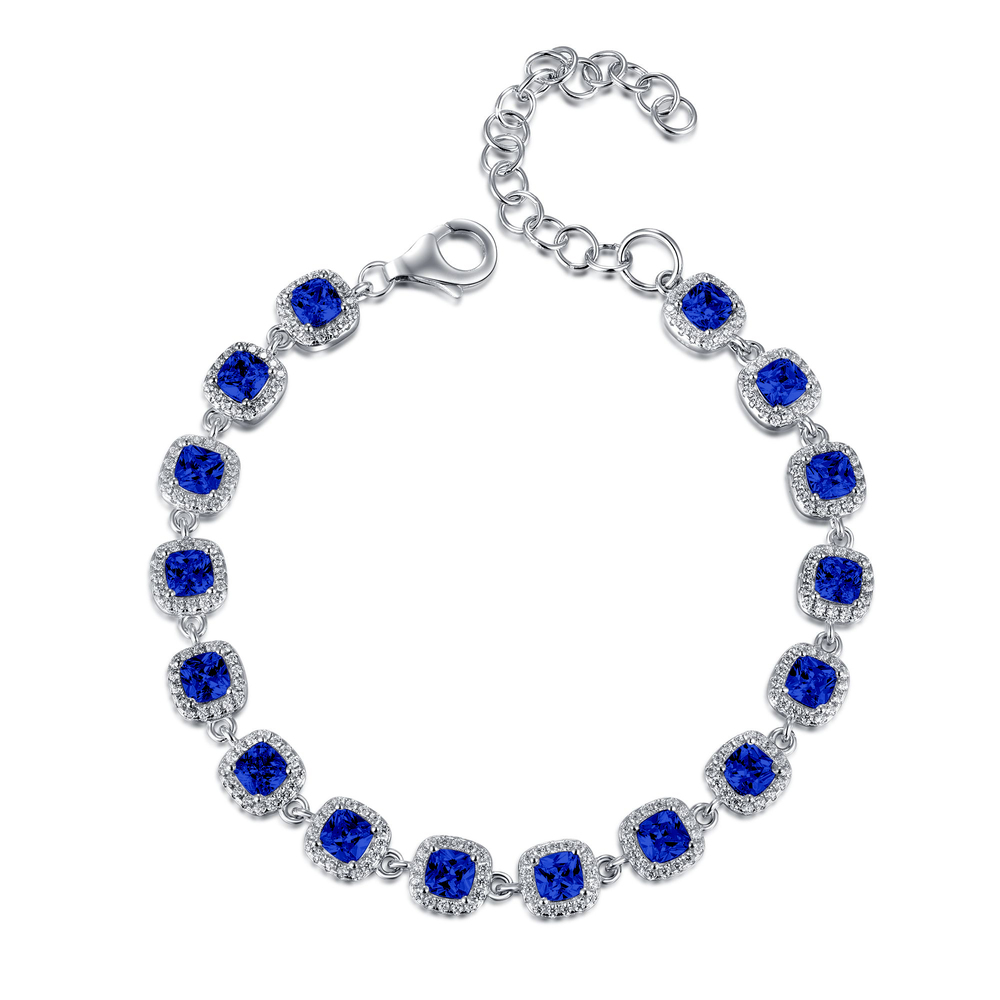 zilveren armband met witte en blauwe zirconium