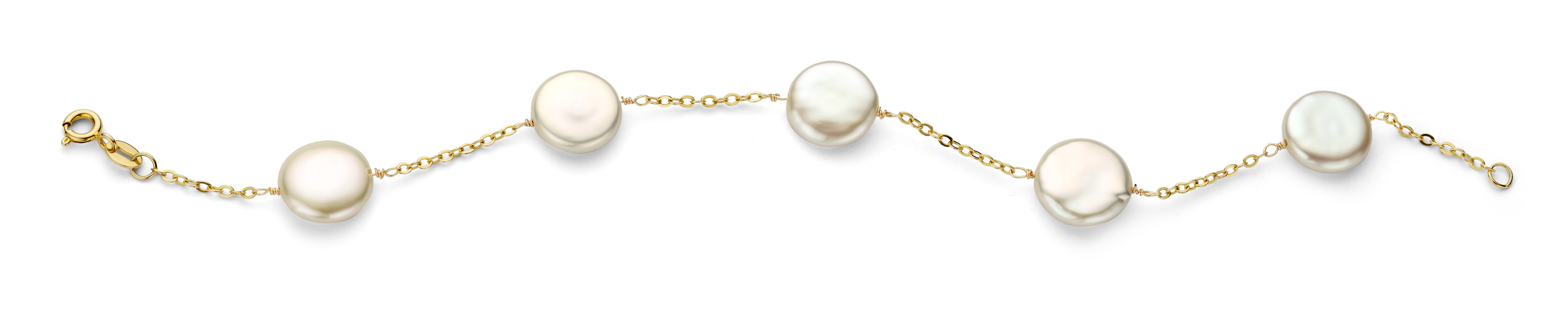 Armband verguld zilver met platte parels