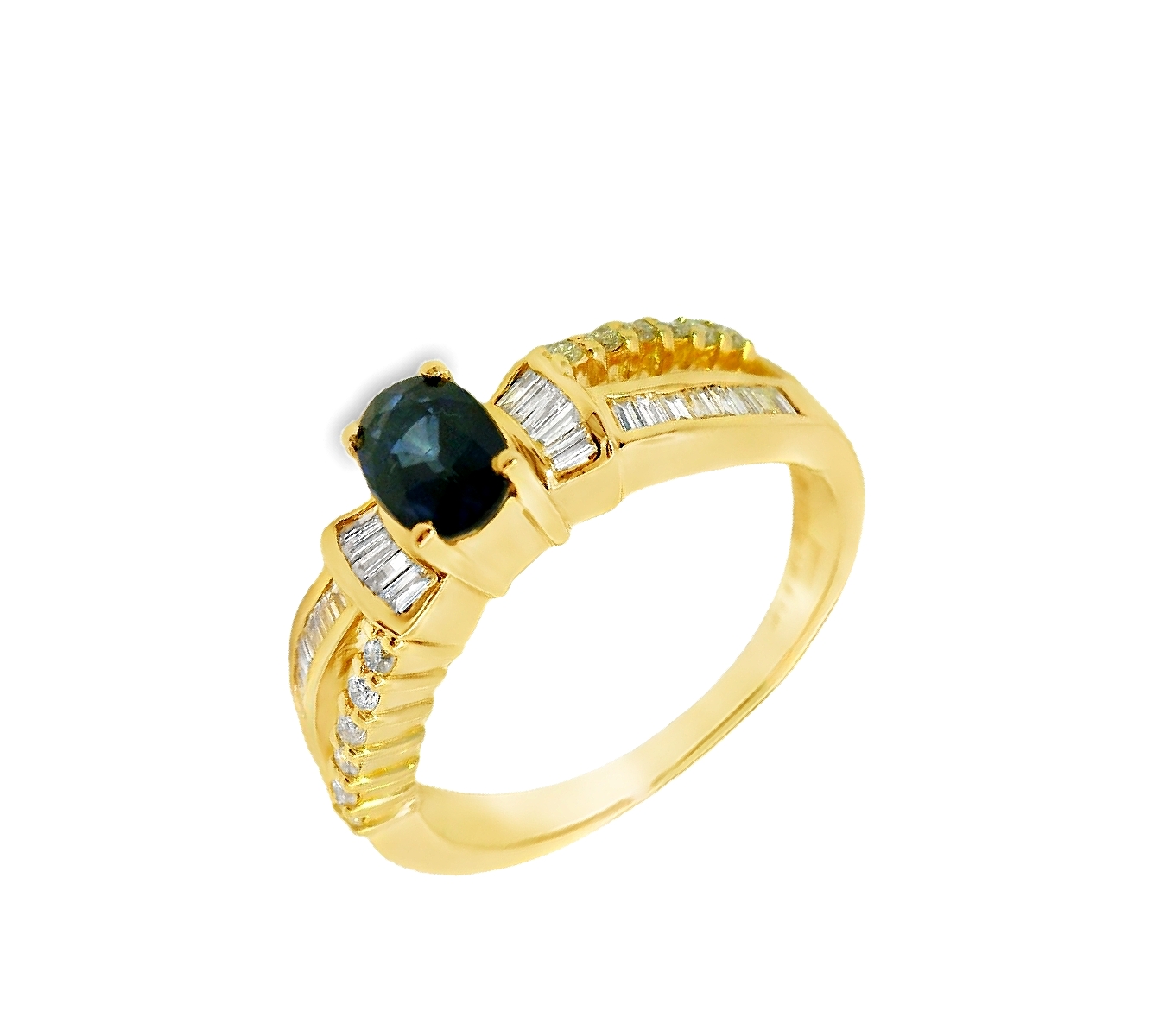 Deze ring van Louis Bros is vervaardigd uit 14 karaat geelgoud (3.95 gr.) en is gezet met 12 briljant geslepen diamanten met een totaalgewicht van 0.11ct en 27 baguette geslepen diamanten met een totaal gewicht 0.23 ct .En1 saffier 0.63 ct.
Deze prachtige geelgouden ring van 14 karaat is bezet met een schitterende saffier en twee sprankelende diamanten. De ring is perfect voor dagelijks gebruik of voor speciale gelegenheden. Draag hem alleen of mix en match met andere ringen voor een trendy look. De ring is tijdloos en elegant, een must-have voor elke sieradencollectie.
De ring is verkrijgbaar in meerdere afmetingen.
