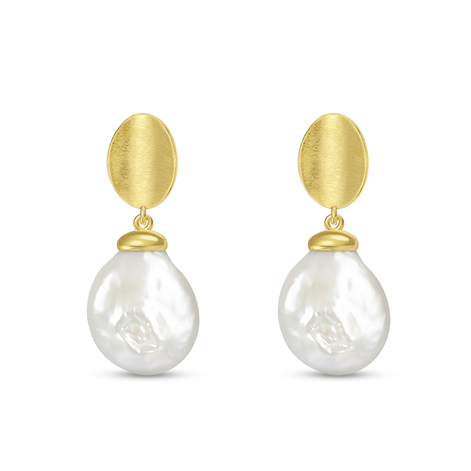 Oorbellen zilver gold plated met parel silver rose