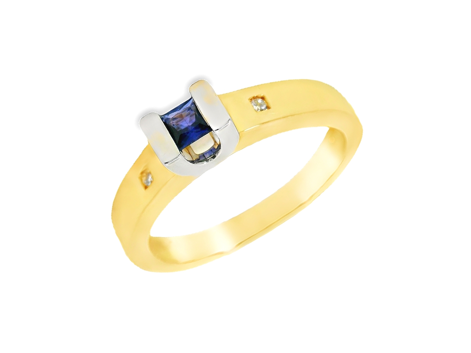 Deze ring van Louis Bros is vervaardigd uit 14 karaat bicolor (2.50 gr.) en is gezet met 1 Saffier 0.15 ct en 2  briljant geslepen diamanten met een totaalgewicht van 0.02 ct.
Deze ring is in meerdere maten verkrijgbaar.