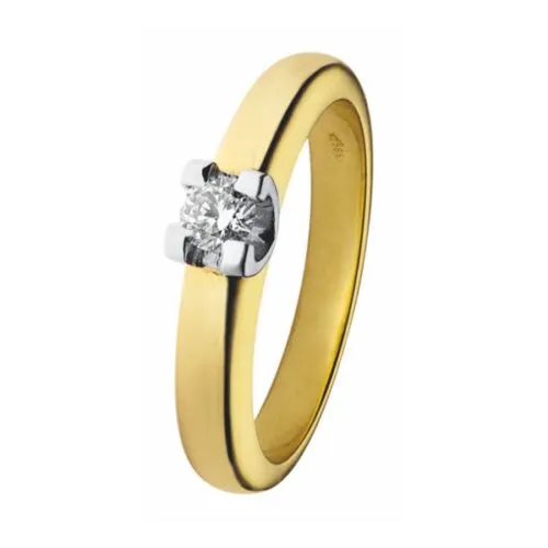 Geelgouden damesring D'Elite met een witte zetting. 0.10crt diamant. 