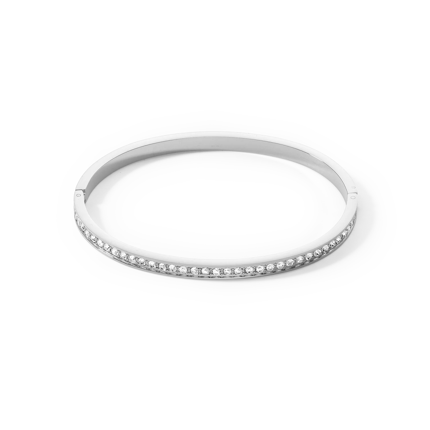 Stalen bangle bezet met witte zirconia