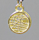 14 karaat geel gouden anker collier 42 cm lang met karabijn sluiting, met daaraan een 14 karaat geel gouden ronde 3D hanger van Jéh.