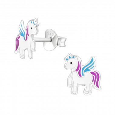 Zilveren oorstekers unicorn | 48002