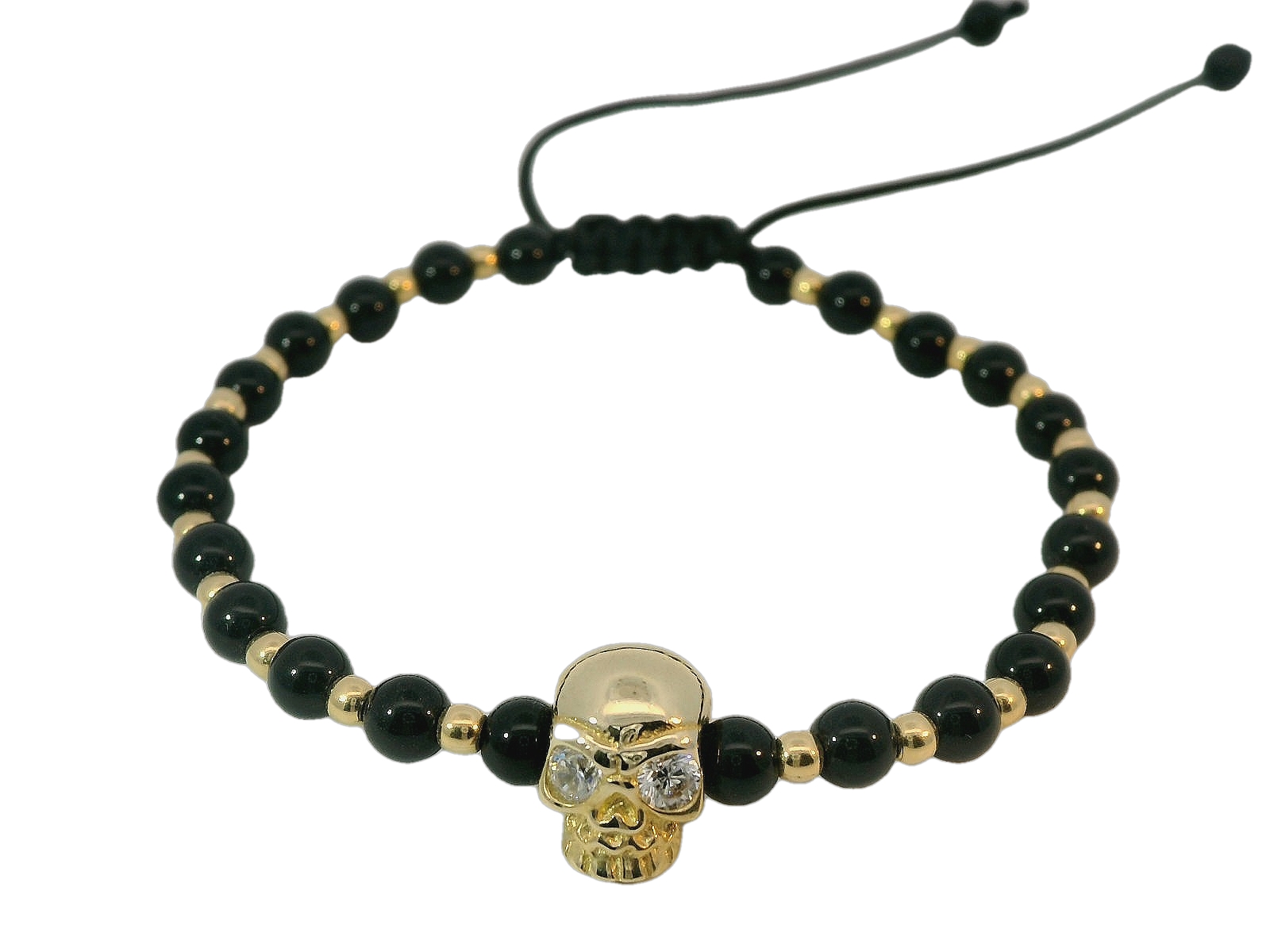 Deze geelgouden armband van 14 karaat is voorzien van een prachtige onyx steen en heeft een fantasierijk ontwerp. De onyx staat bekend om zijn beschermende en vitaliserende werking. Deze armband kun je het beste dragen in combinatie met een simpele en elegante outfit, zodat de steen goed tot zijn recht komt. Een perfecte keuze voor een stijlvolle toevoeging aan je sieradencollectie!