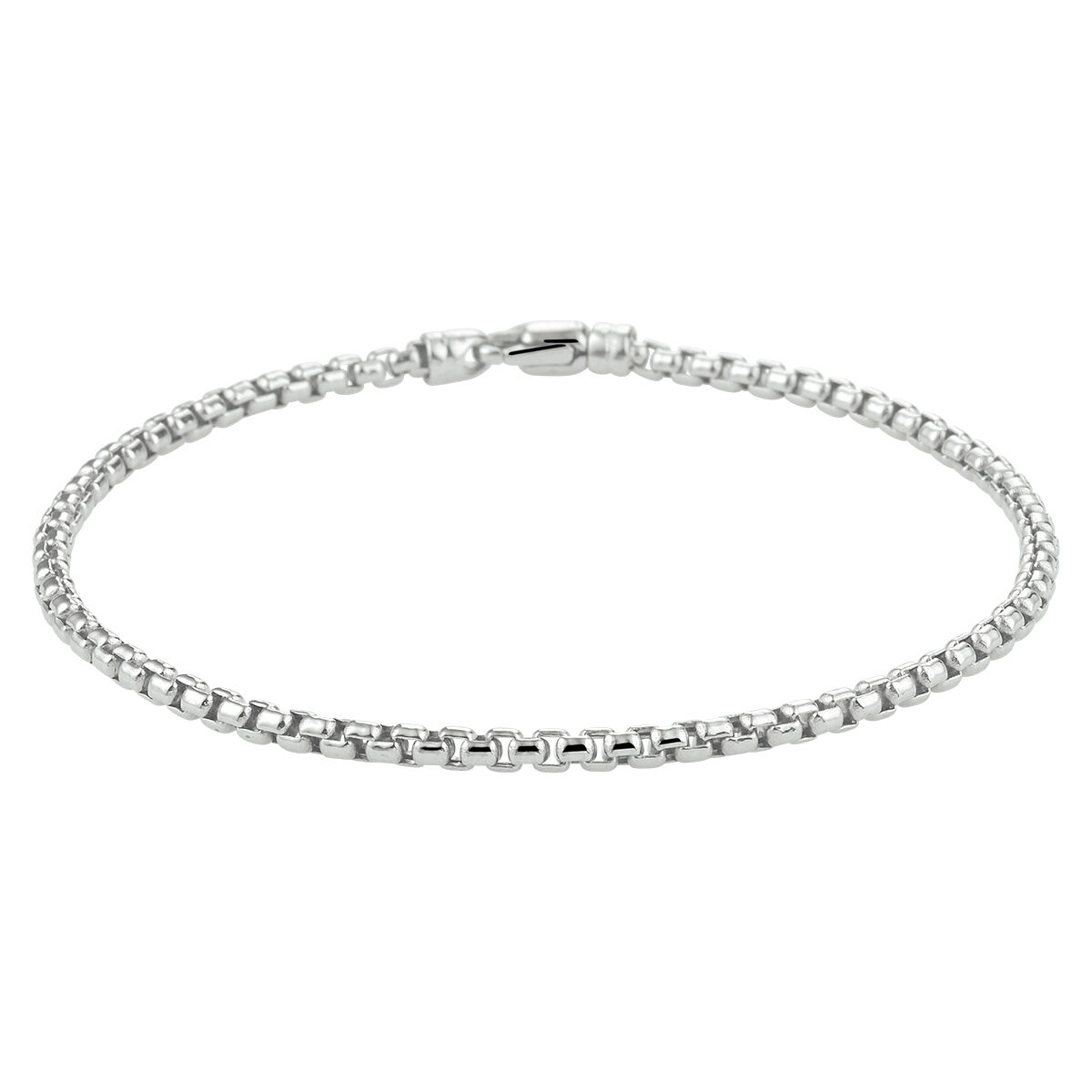 14k Witgouden armband uitgevoerd met een venetiaanse schakel met een breedte van 2.5mm. De armband heeft een draaglengte van 19cm en een stevige karabijn sluiting.
kleur: wit