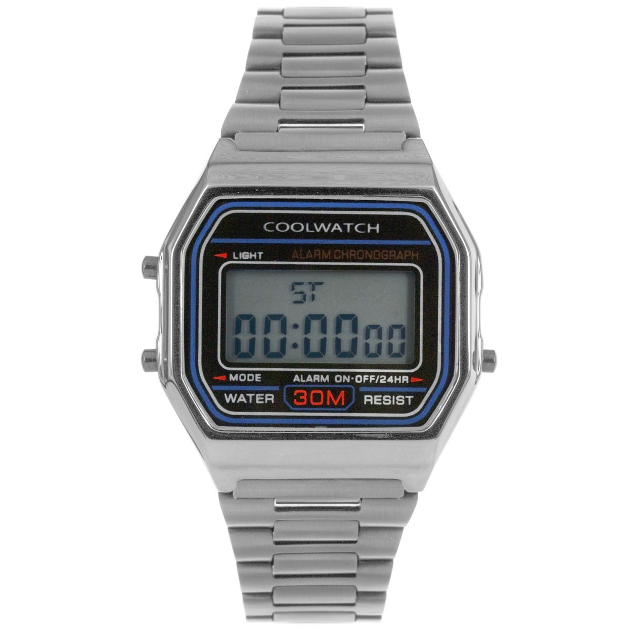 Coolwatch Horloge CW.380 Digital staal 5 ATM silver