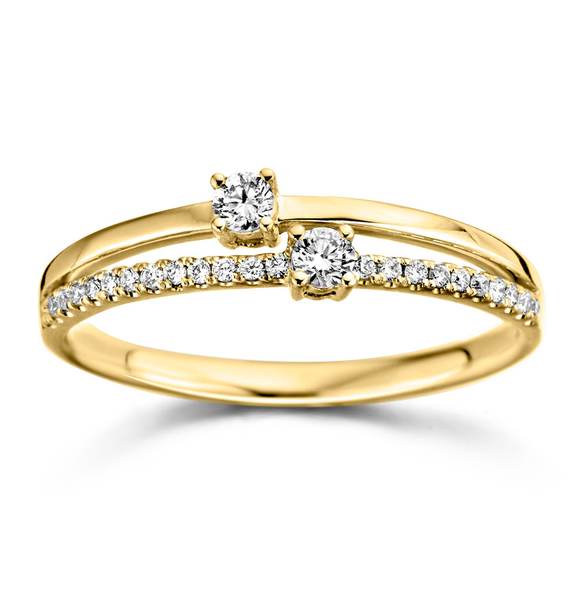 Verlovingsring geel goud 18 karaat maat 54 met 0.20ct briljant