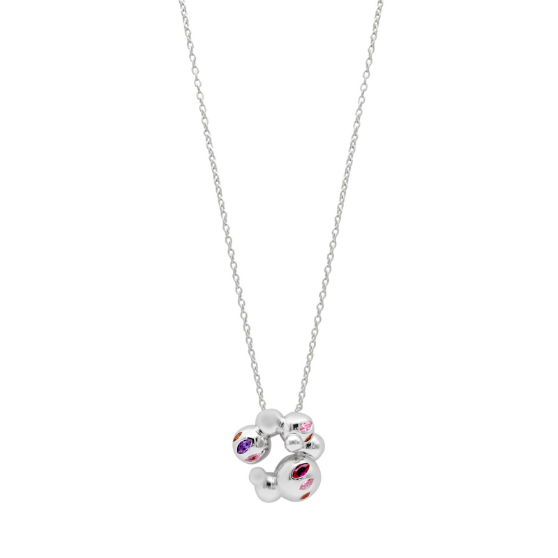 Collier met hanger gekleurd zirkonia. Lengte 40-45 cm.