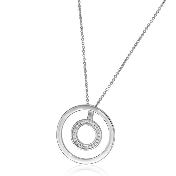 Collier met hanger, lengte 40-45 cm. Voorzien van zirkonia.