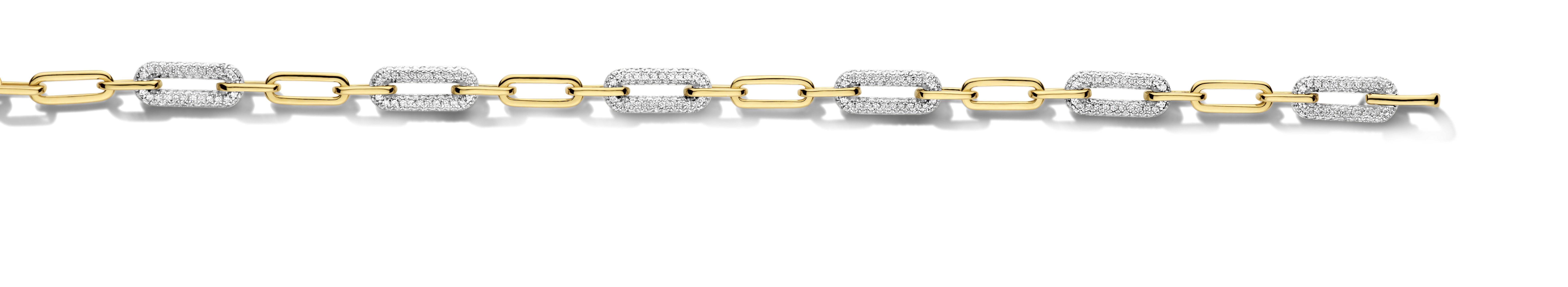 Armband bicolor 18 karaat geel en wit goud met 1.31ct briljant, open schakel