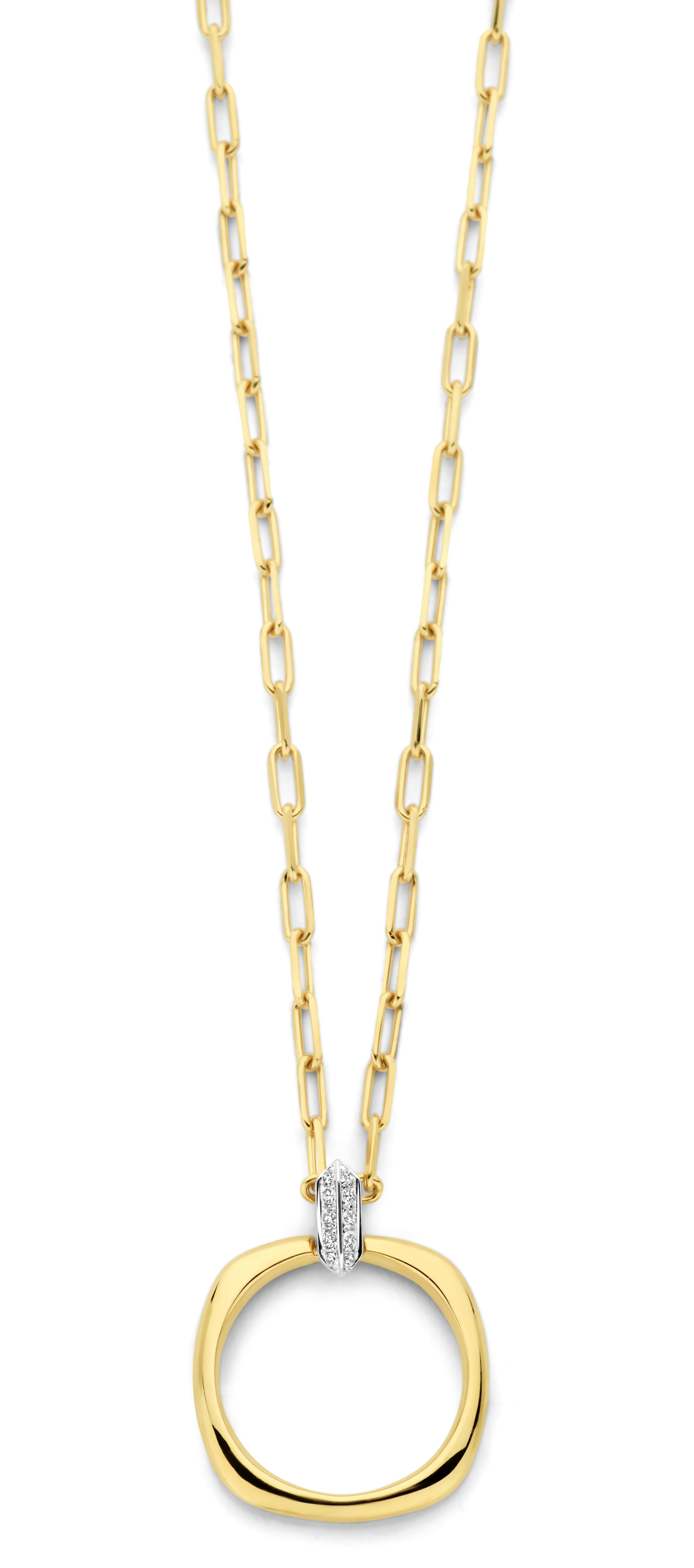 Hanger met geel gouden 18 karaat ketting met 0.08ct briljant
