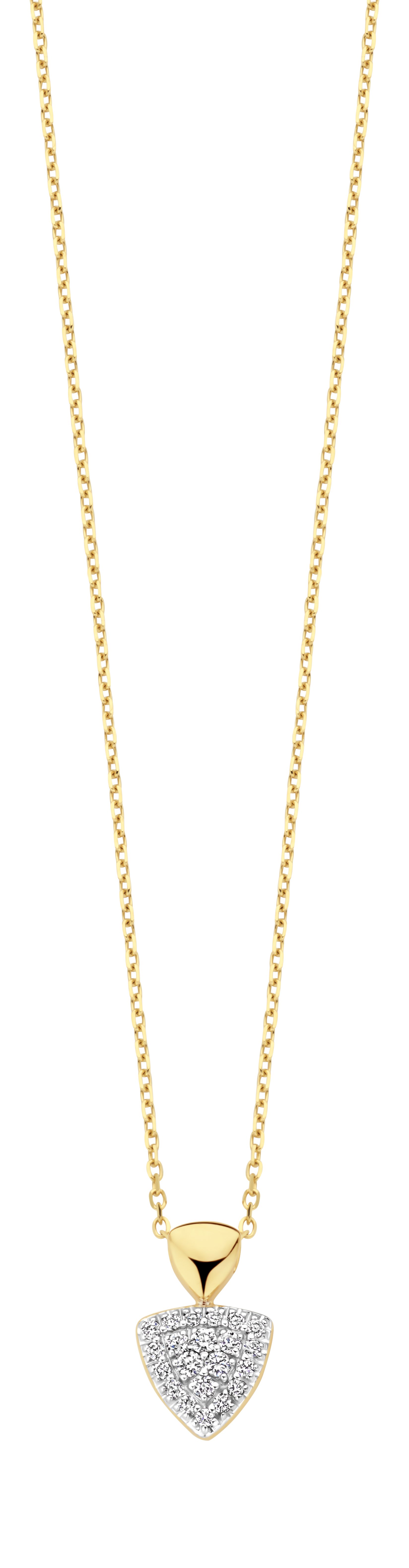 Geel gouden hanger met ketting 18 karaat met 0.20ct briljant
