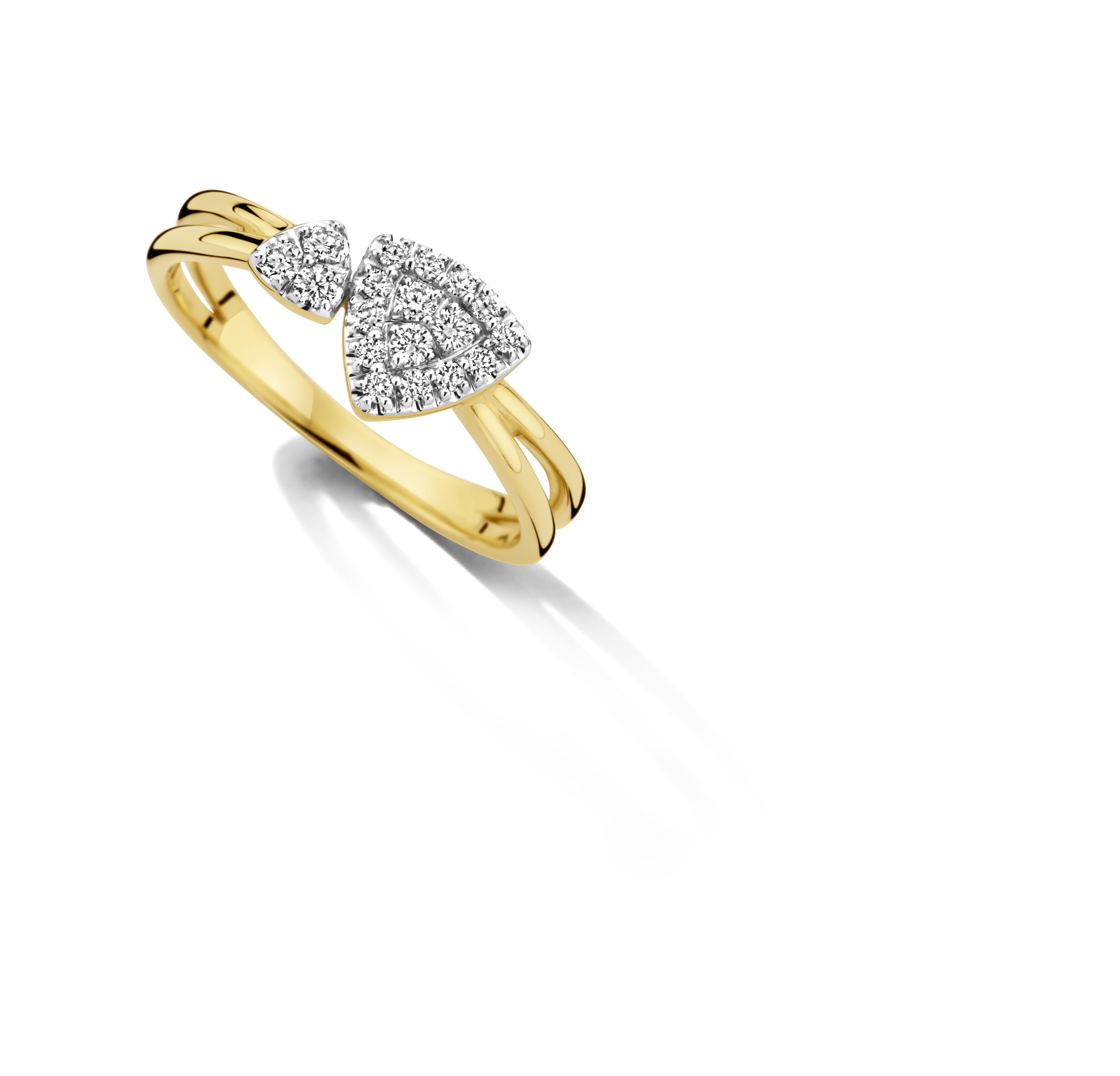 Prachtige geel gouden 18 karaat ring met 0.18 ct briljant 