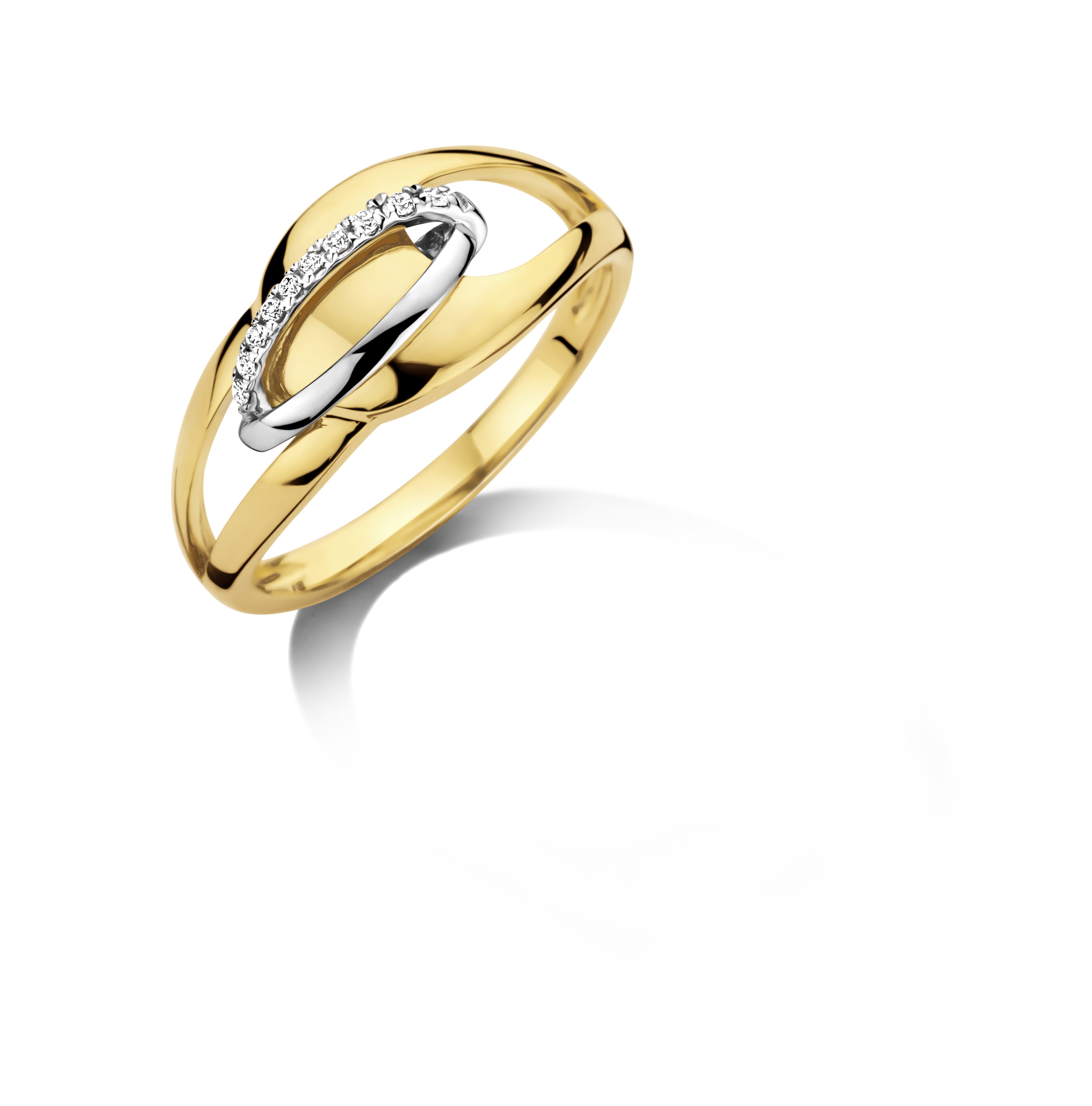 18 karaat geel goud ring met 0.05ct briljant 