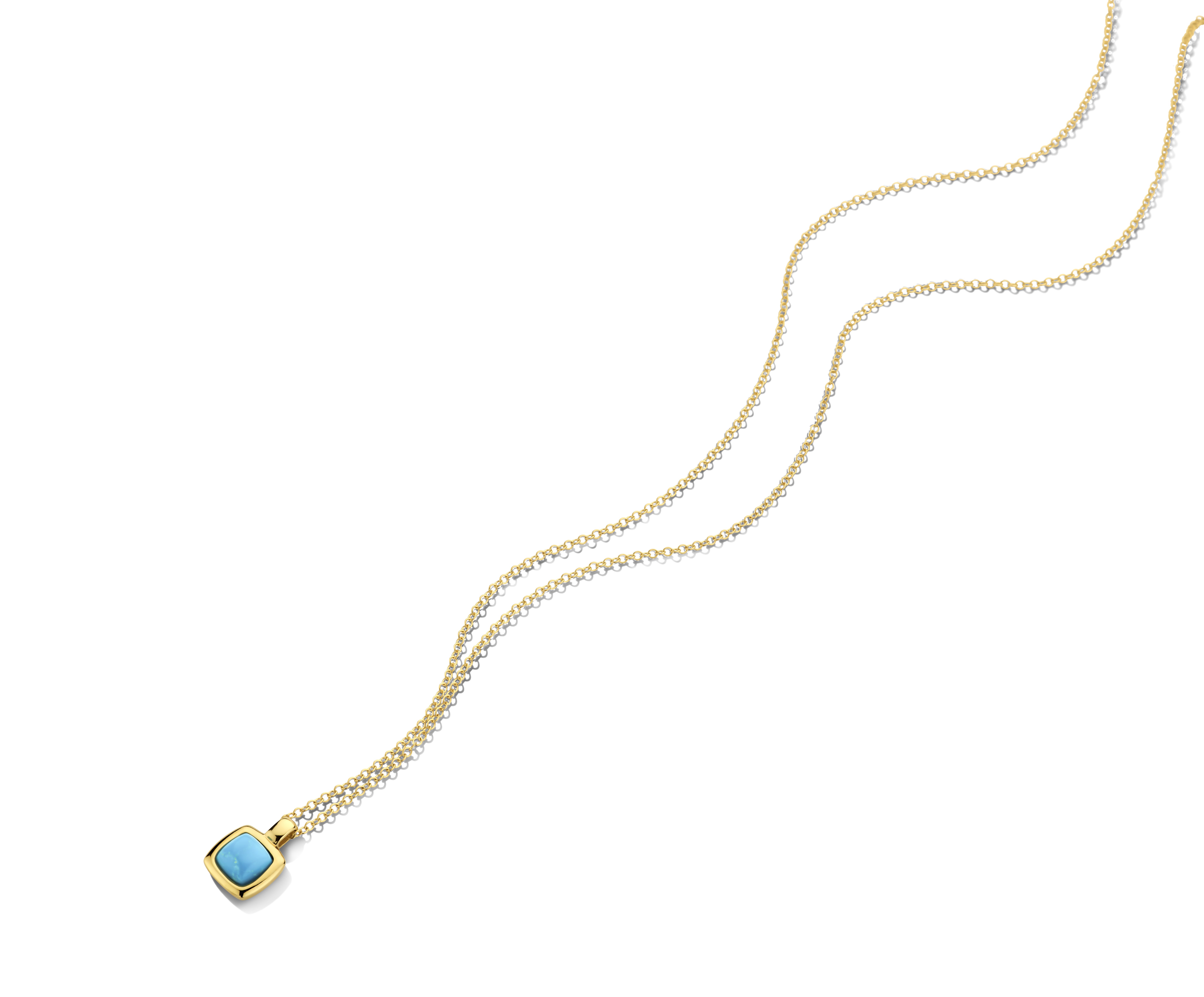 Hanger en ketting 18 karaat geel goud met turkoois steen