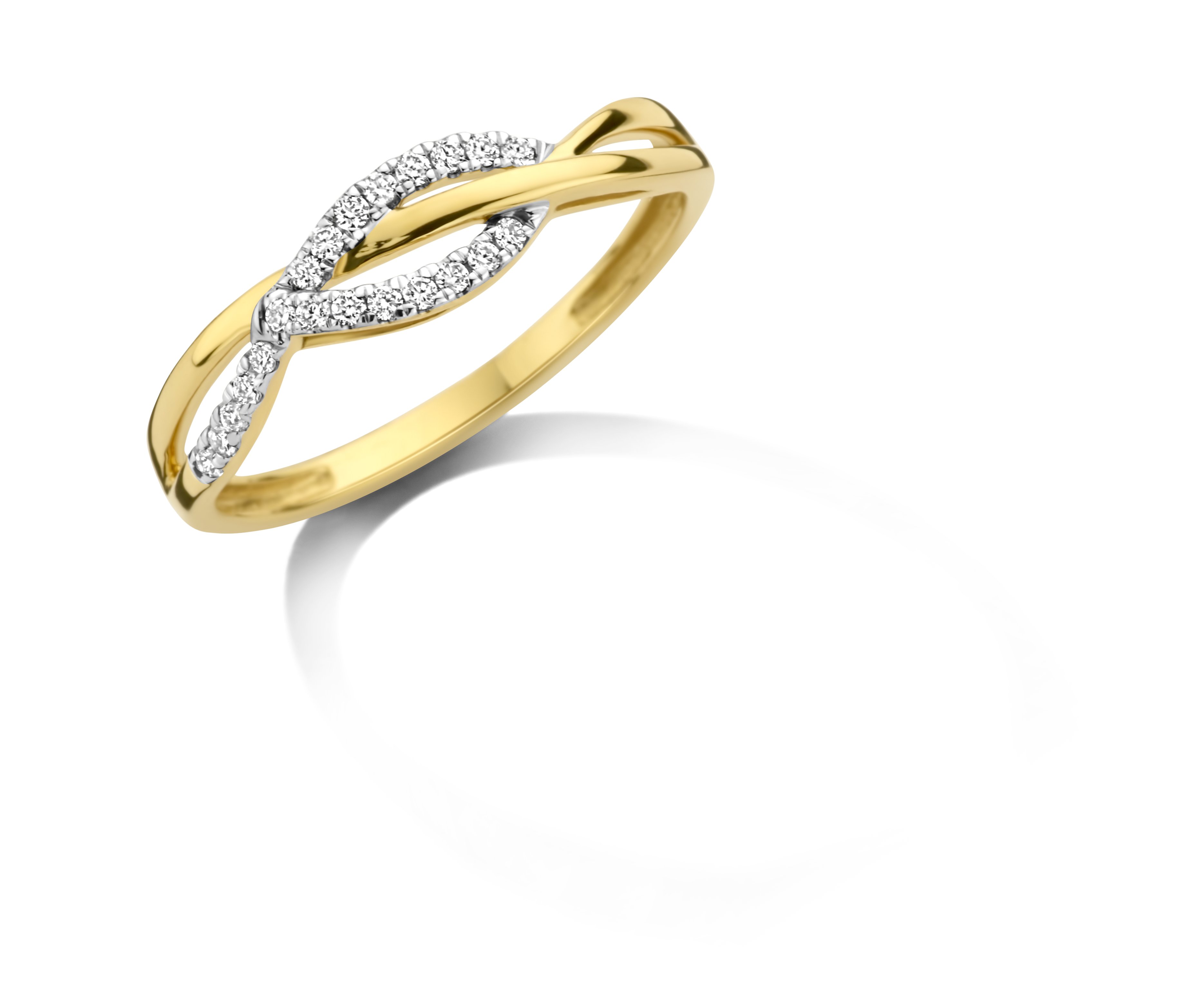 Ring 18 karaat geel goud met 0.10ct brilj