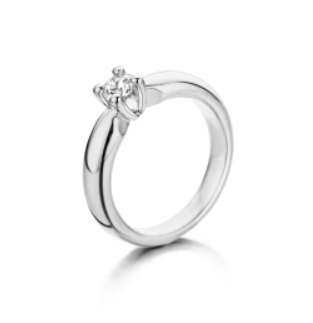 14 Karaat witgouden solitair ring met daarin een briljant van 0.22 crt H/SI-1.