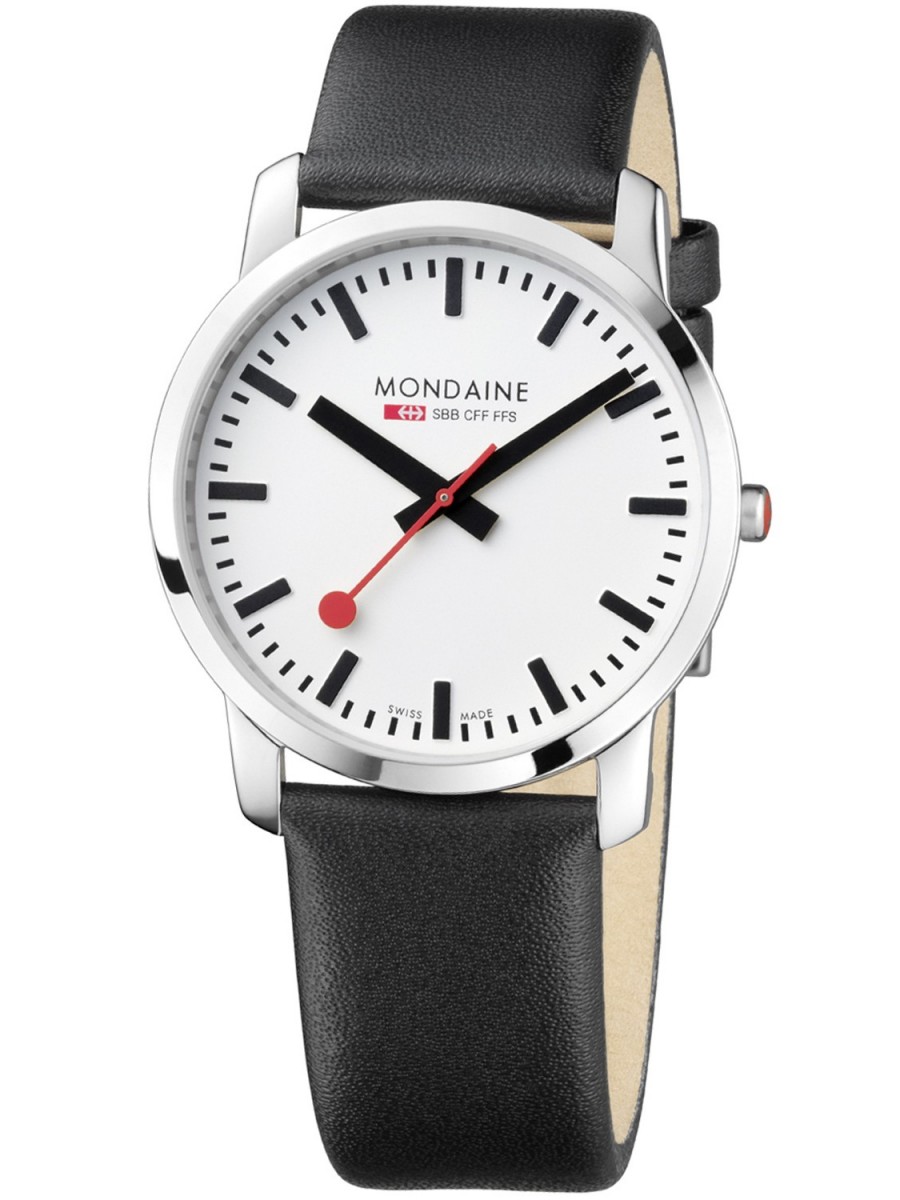 Mondaine - Staal heren lederband met saffierglas - A638.30350.11SBB