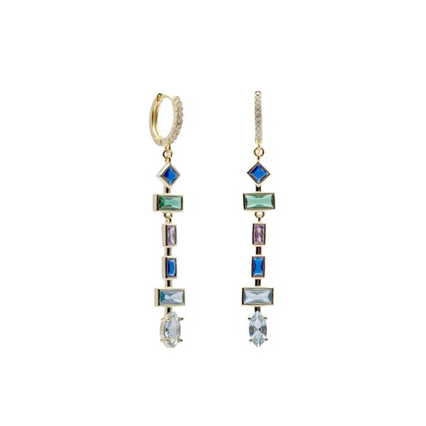 Zilver vergulde oorhangers met gekleurde zirkonia,s.