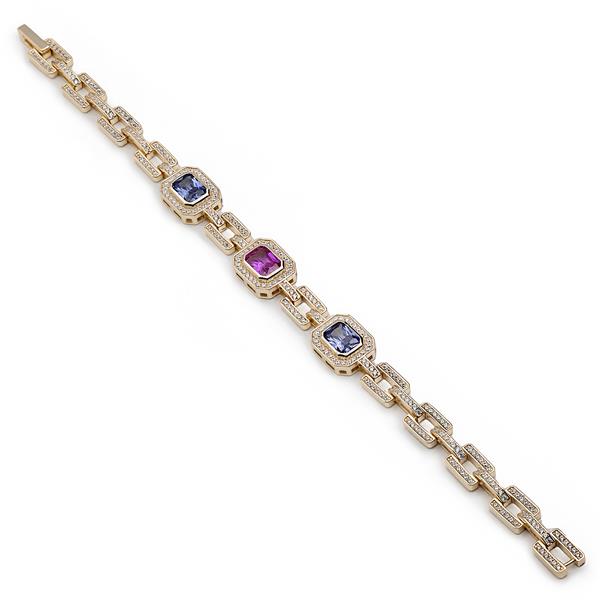 Zilver vergulde armband met gekleurde zirkonia .