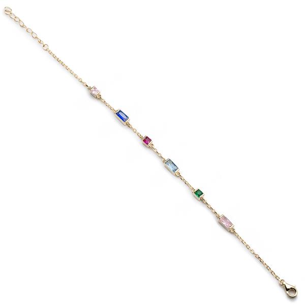 Zilver vergulde armband met gekleurde zirkonia.