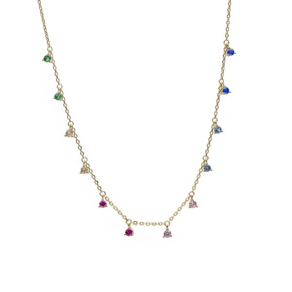 Zilver vergulde choker met gekleurde zirkonia