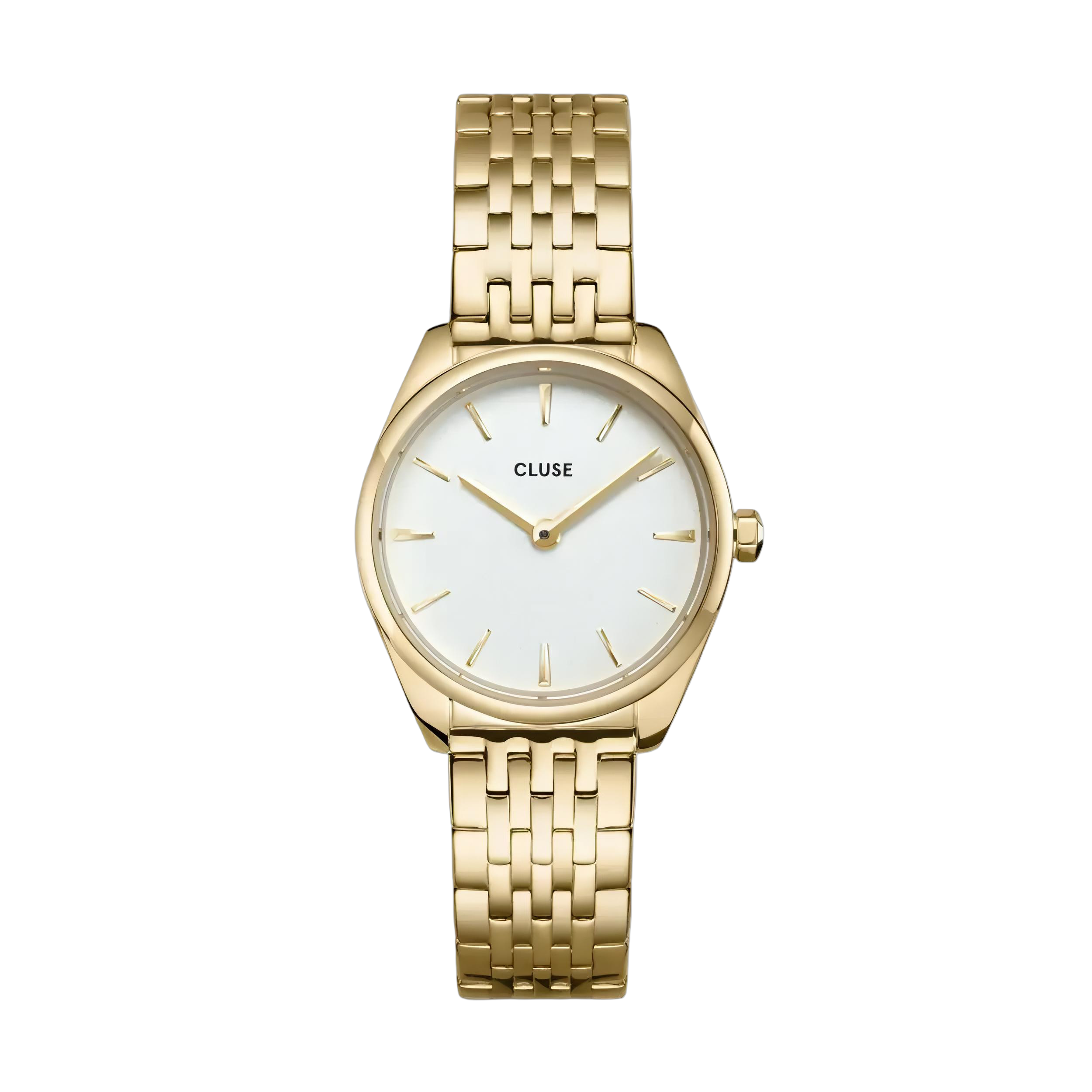 Dit prachtige Cluse-horloge, model CW11705, heeft een minimalistisch ontwerp met een gouden kast en een schakel bandje. De wijzerplaat is wit en elegant, met subtiele gouden details. Dit horloge is perfect voor dagelijks gebruik en past bij elke outfit. Draag het om je pols voor een stijlvolle en trendy uitstraling. De Cluse CW11705 is een tijdloos accessoire dat een vleugje klasse toevoegt aan elke look.