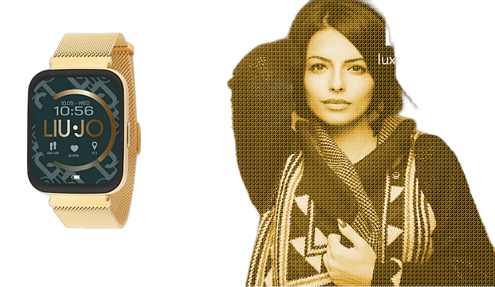 Deze totaal Goudkleurige smartwatch met een glamoureus, ultra-vrouwelijk ontwerp gemaakt met een milano mesh nikkelvrije stalen band,
vastgemaakt met een comfortabele magneet die om elke pols past. Het model is voorzien van een elegant 1.85'' kleuren IPS full-touch display,
terwijl het communicatiebereik via Bluetooth.