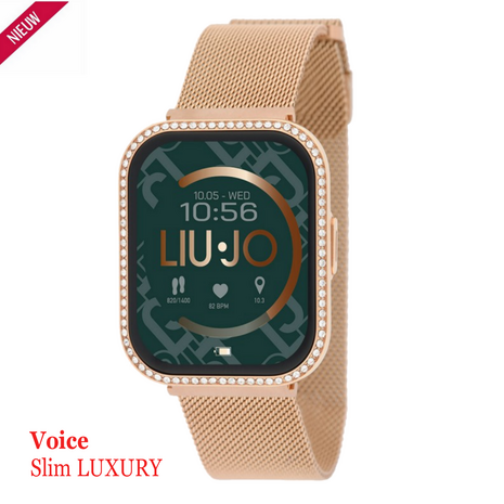 Deze totaal rosékleurige smartwatch met een glamoureus, ultra-vrouwelijk ontwerp gemaakt met een milano mesh nikkelvrije stalen band,
vastgemaakt met een comfortabele magneet die om elke pols past. Het model is voorzien van een elegant 1.70'' kleuren IPS full-touch display,
terwijl het communicatiebereik via Bluetooth BT5.1-verbinding tot 10 meter reikt.