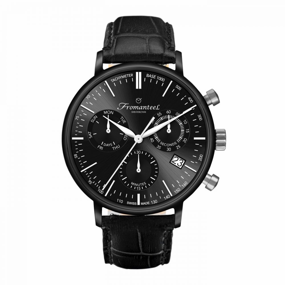 Fromanteel horloge GS-1209-001 - Generations Chrono NERO. Beproefde betrouwbaarheid en een vleugje luxe om uw pols. De zwarte horlogekast heeft een PVD-coating