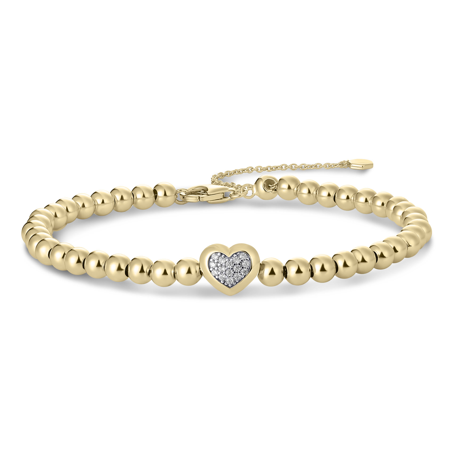 Armband zillverplaqué met hartje in pavé zirconium