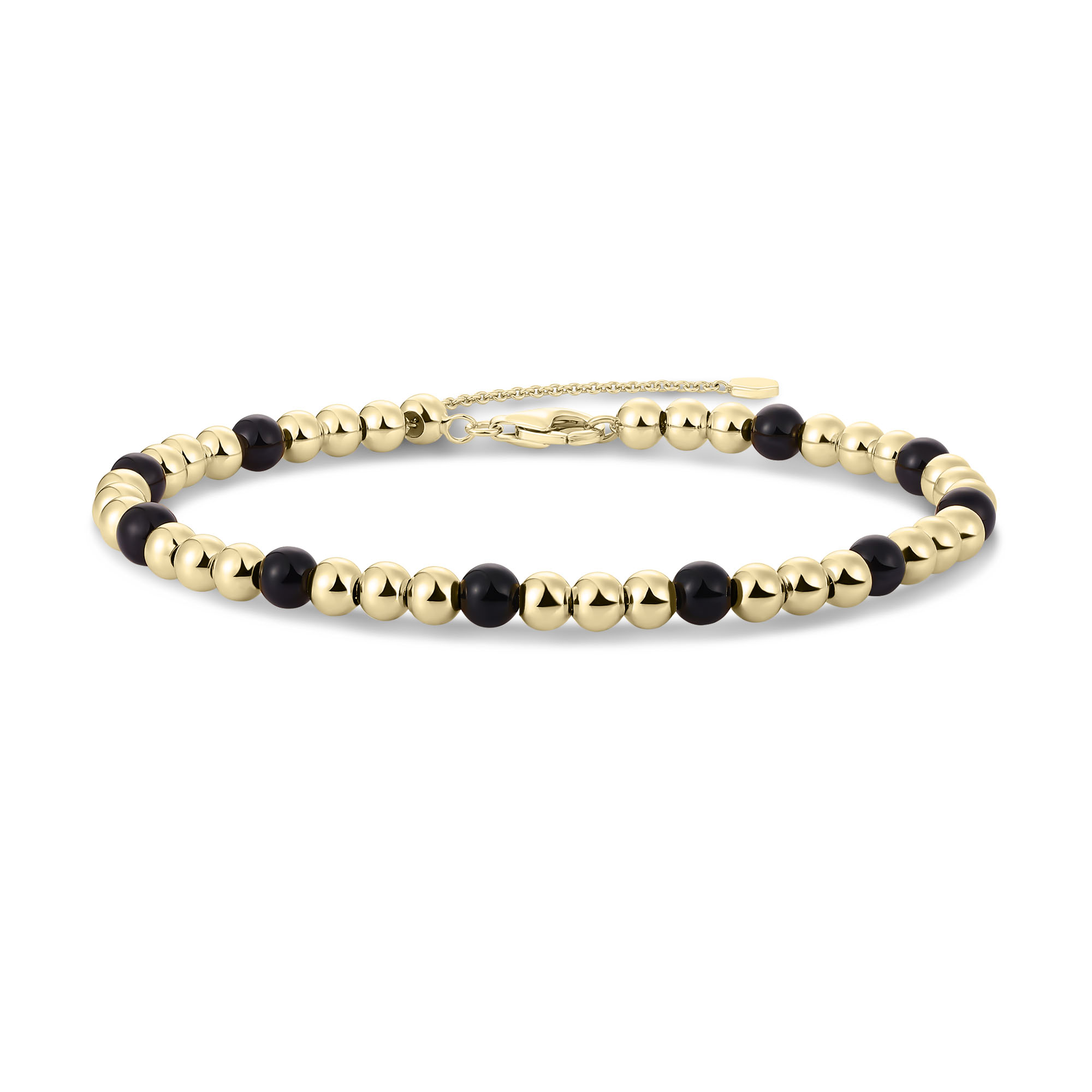 Gisser Armband Bolletjes met zwarte Bolletjes  Zilver Verguld 16+4cm