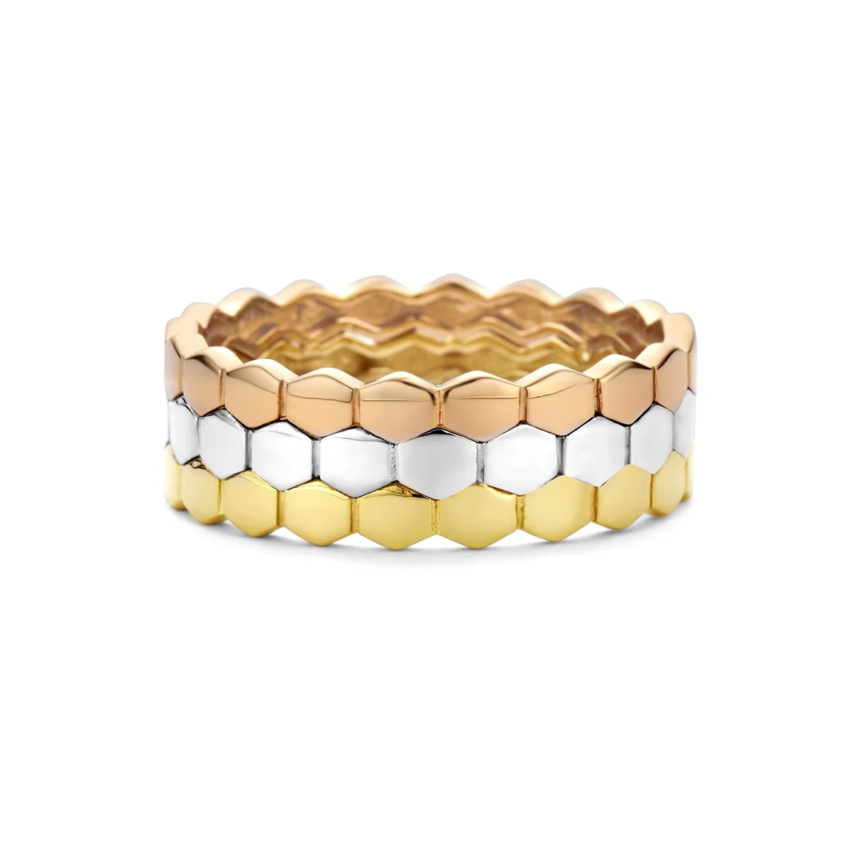 SWING JEWELS CLASSIC 14K ROSE, WHITE AND YELLOW GOLD RING