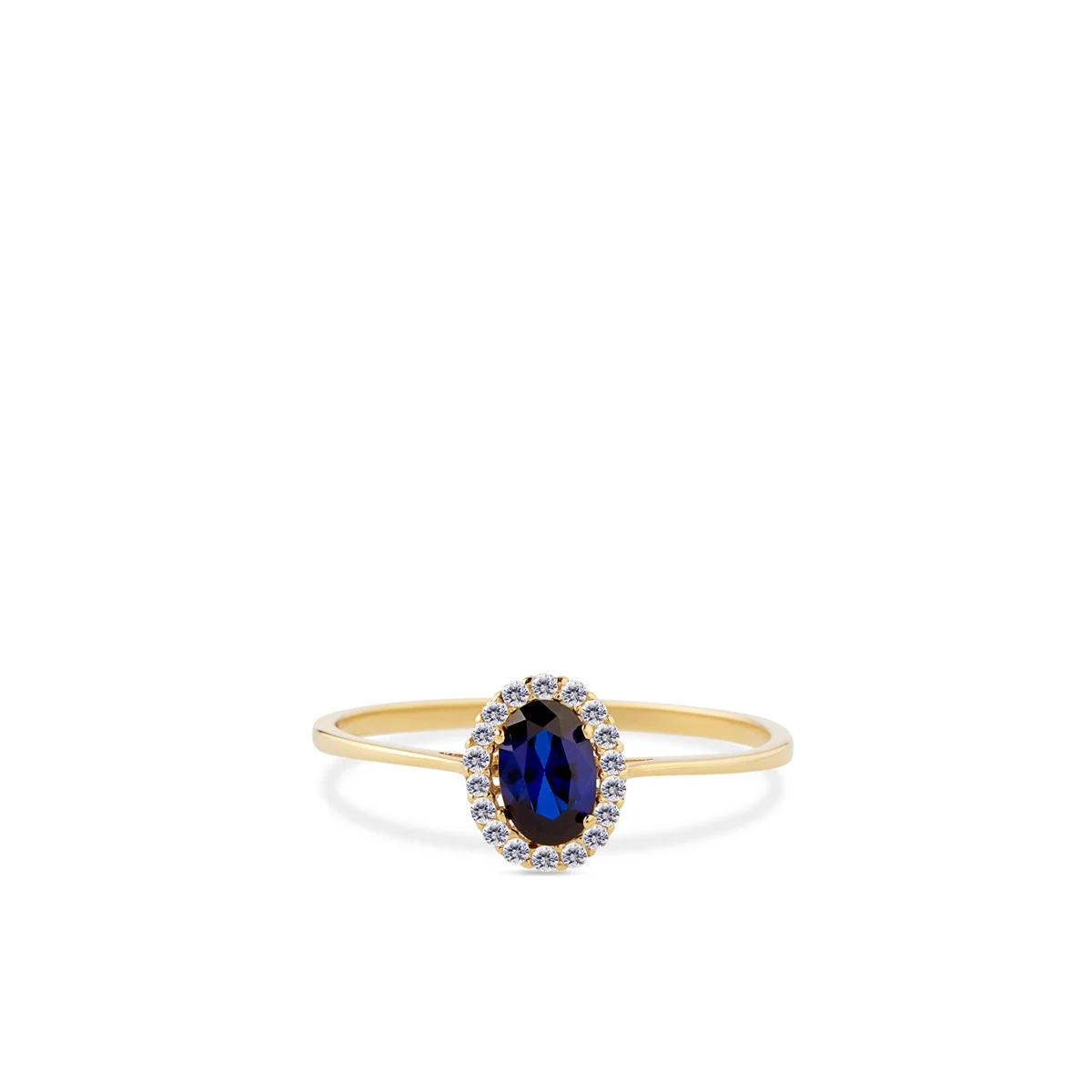  Swing ring entourage  met donker blauwe zirkonia 