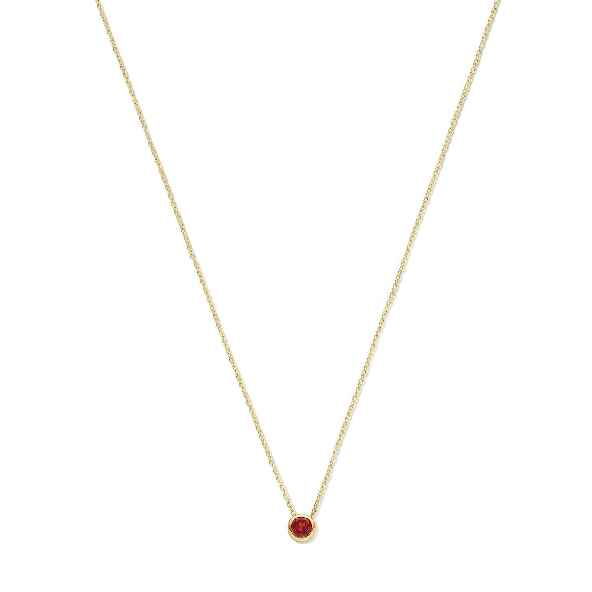 14 KRT GOUDEN COLLIER MET GEBOORTE STEEN JANUARI GRANAAT ( GARNET )