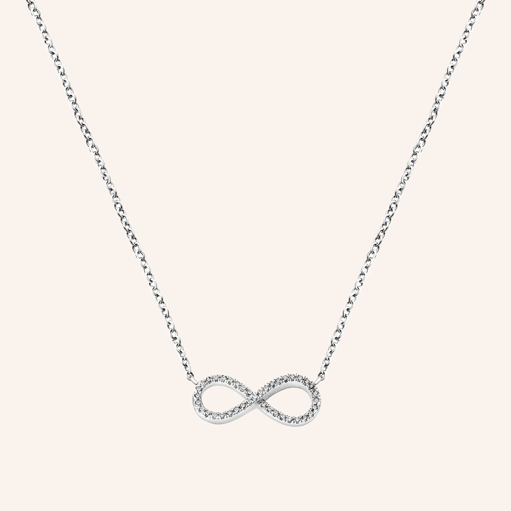 Zilveren ketting met groot  infinityteken en 0.12ct briljant van diamanti per tutti