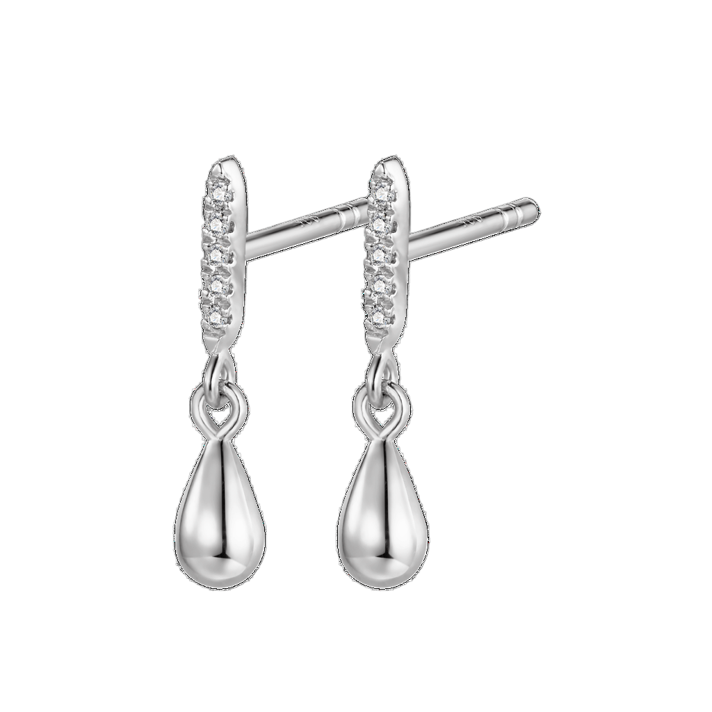 M2538 | Oorbellen | 925 Sterling Zilver | 13,20 x 3,20 x 2,40 mm | Witte Diamant: 10st