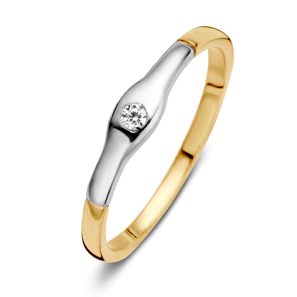 Ring bicolor zirkonia Maat 56