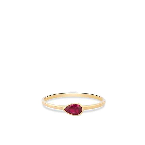 SWING Gouden ring druppel roze zirkonia