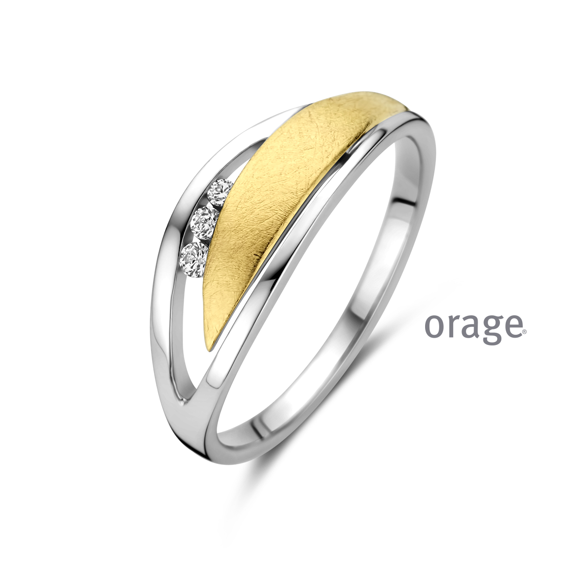 Zilveren bicolor ring met zirkoon