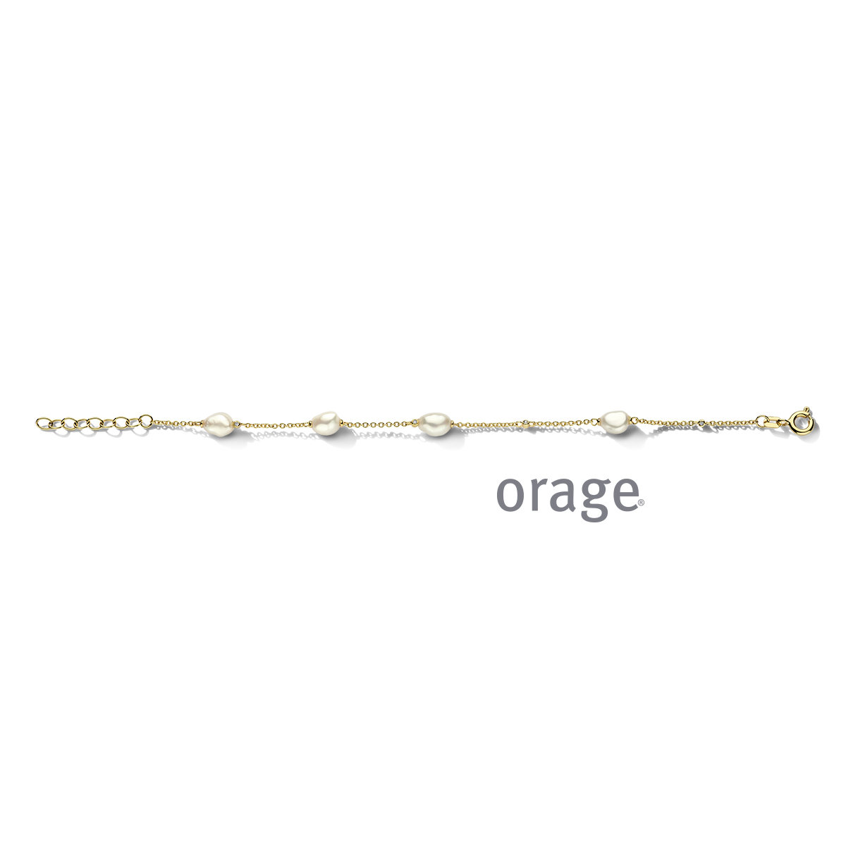 Vergulde armband met zirkoon en zoetwaterparel
BA126